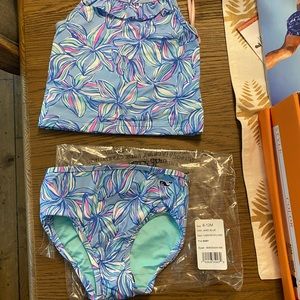 Vineyard vines 2 pc swim suit 6-12 baby ruffle tankini jake blue New with tag